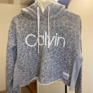 Calvin Klein pullover cheetah cropped hoodie